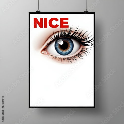 Mockup poster diseño ojo y palabra nice