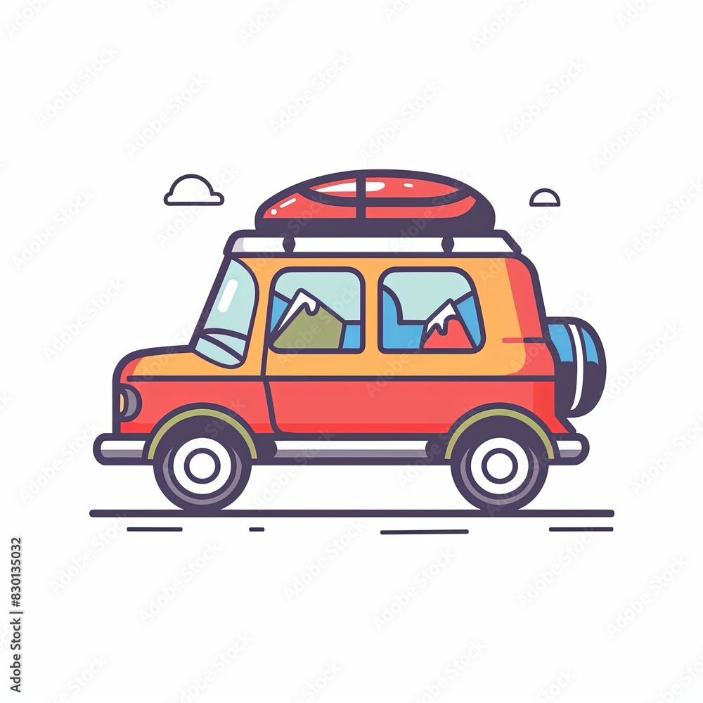 Fototapeta premium A red car with a red top and a white top