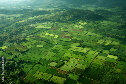 Drone Shot of a Large Agricultural Field with Diverse Crops © Kafi