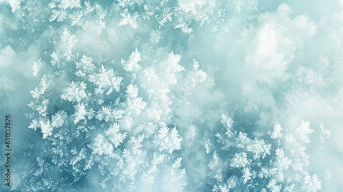 Serene winter wallpaper with ice crystals in white mint blue softly blurred with glowing edges wallpaper