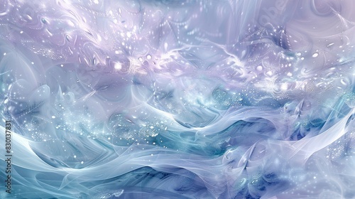 Intricate winter design with lavender silver teal blend shimmering light particles and flowing textures wallpaper