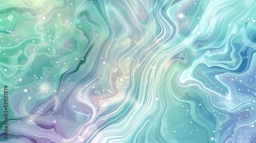 Vibrant winter background with marbled green blue lilac luminous dots and glowing overlays wallpaper