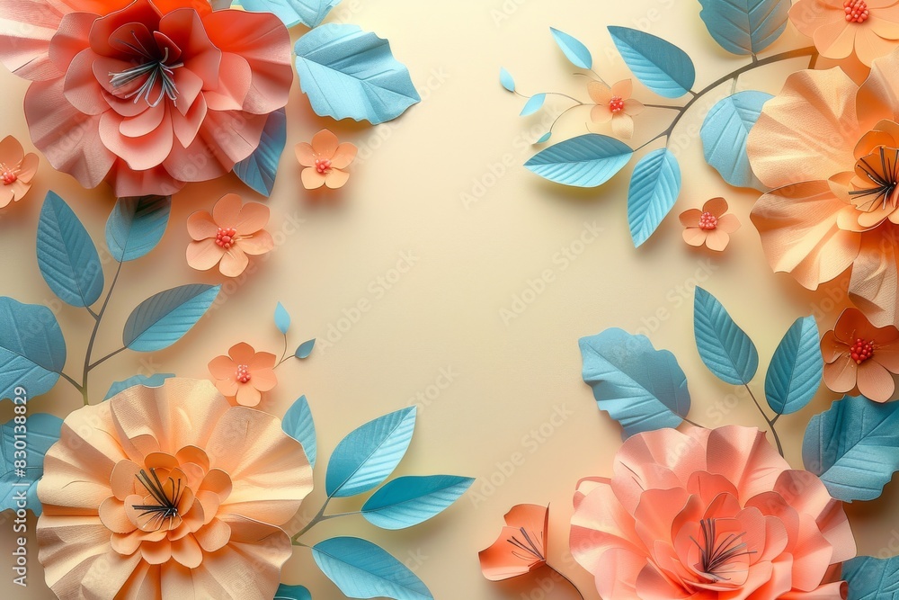 Obraz premium A colorful paper flower arrangement with a yellow background