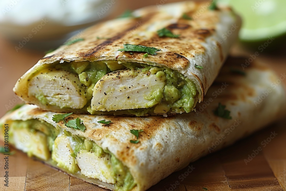 Close Up of a Burrito on a Cutting Board Close Up of a Burrito on a Cutting Board