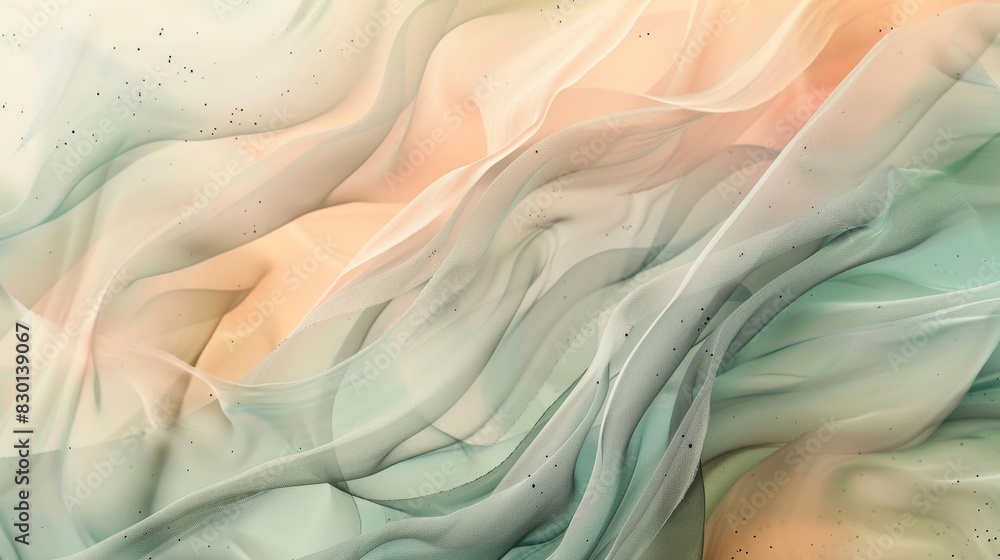 Obraz premium Serene spring abstract with green peach lavender gradients shimmering specks and textures wallpaper