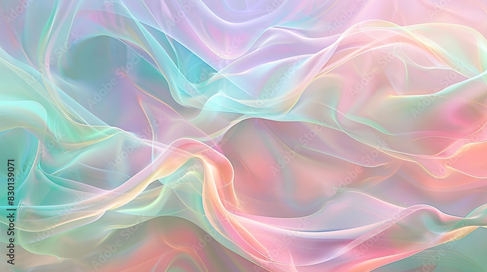 Fototapeta premium Intricate spring background with pink green blue blend glowing lines and wave patterns wallpaper
