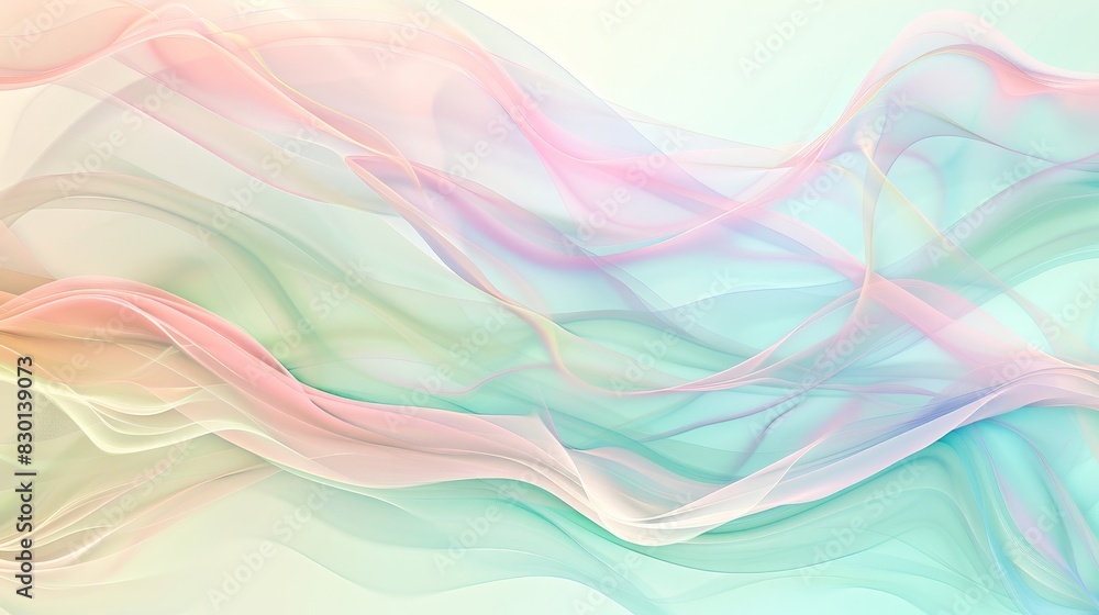 Fototapeta premium Spring background with pink green blue blend glowing lines and wave-like patterns wallpaper