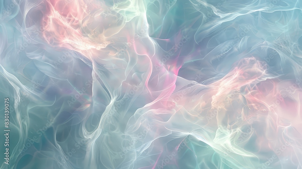 Fototapeta premium Spring abstract with pink green blue blend glowing lines and wave-like patterns wallpaper