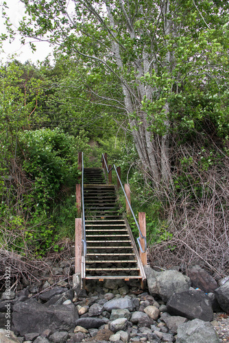 Stairway connecting real life and the ocean