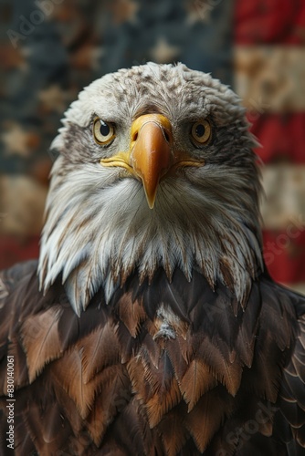 An eagle against the background of the U.S. flag. U.S. Independence Day