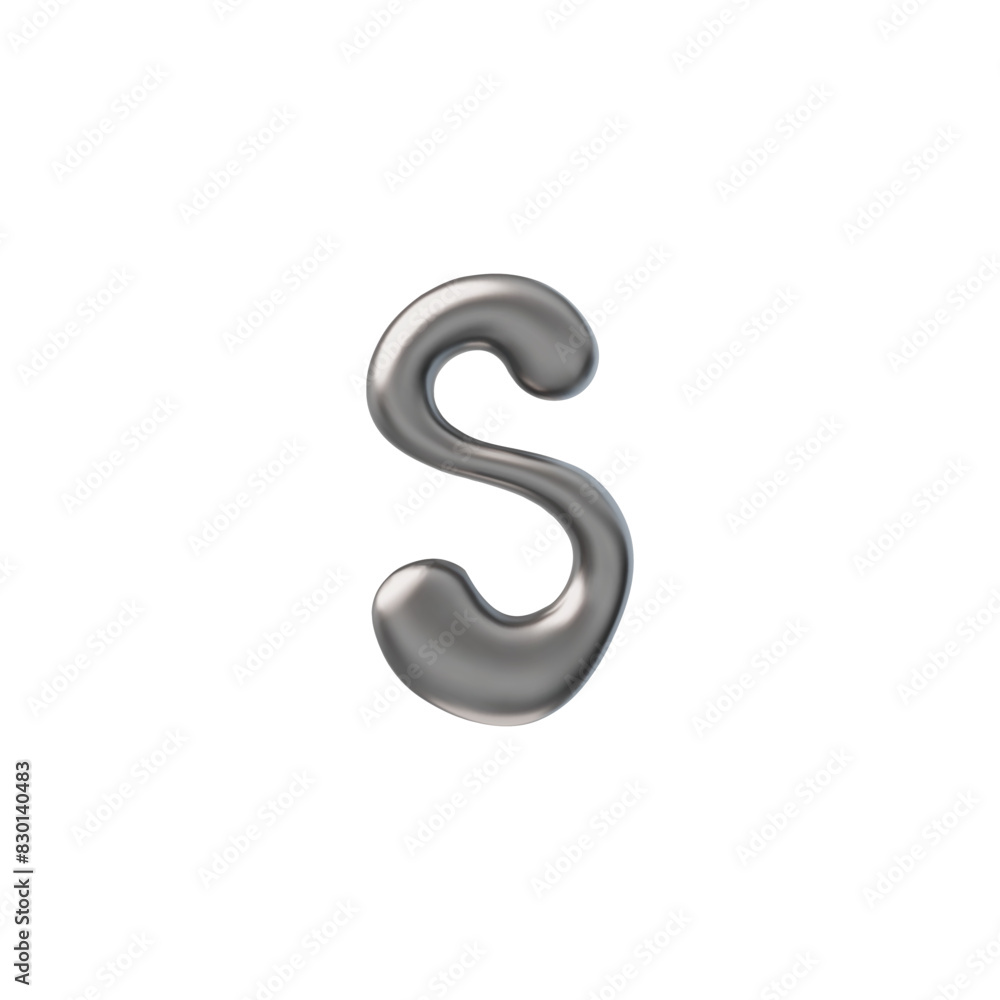Silver metallic letter S 3D icon vector illustration