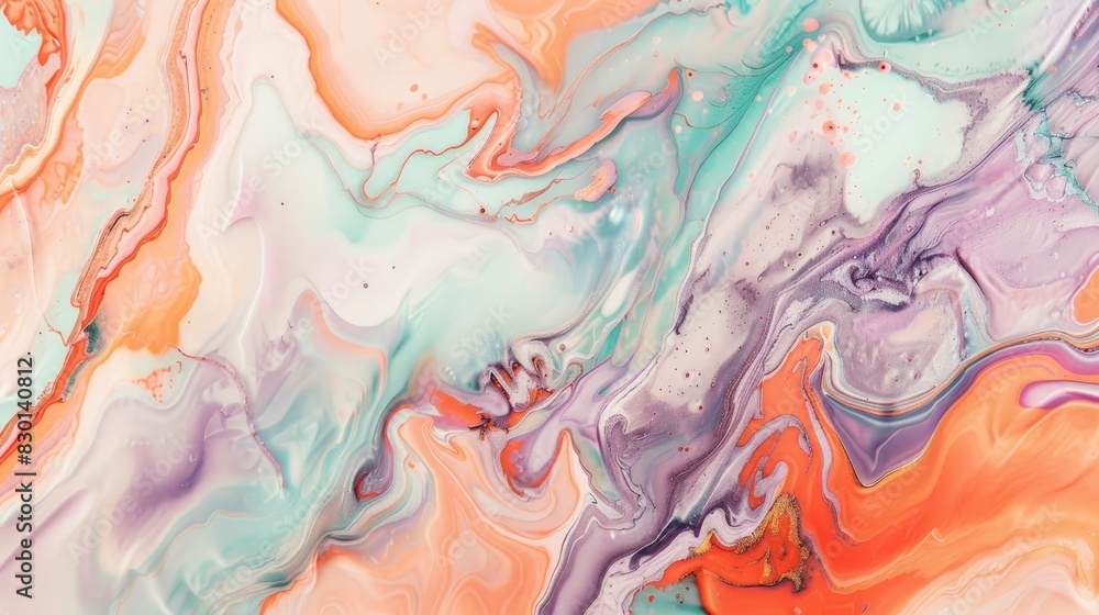 Obraz premium Peach mint and lavender in dynamic abstract spring landscapes wallpaper