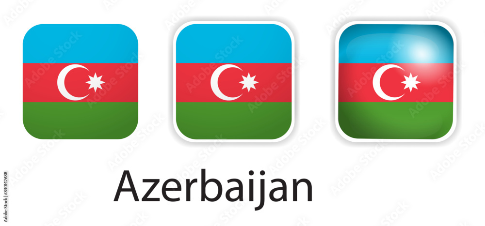 Azerbaijan flag vector icons set in the shape of rounded square Azerbaijan flag vector icons set in the shape of rounded square
