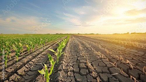 Climate Change Impact on Agriculture  Contrasting Healthy Crops with Drought-Stricken Fields
