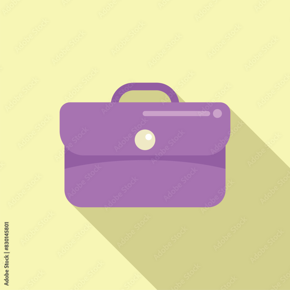 Flat design vector illustration of a stylish purple briefcase with a simple shadow on a pale yellow background Flat design vector illustration of a stylish purple briefcase with a simple shadow on a pale yellow background