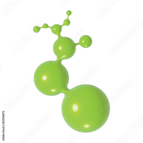 Glossy spheres in a dynamic, three-dimensional design resembling a molecular structure