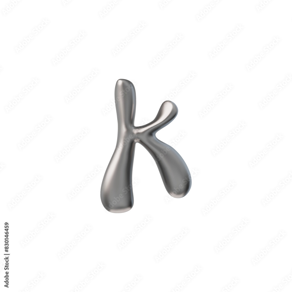 Metallic letter K Y2K style 3D icon vector illustration. Metallic letter K Y2K style 3D icon vector illustration.