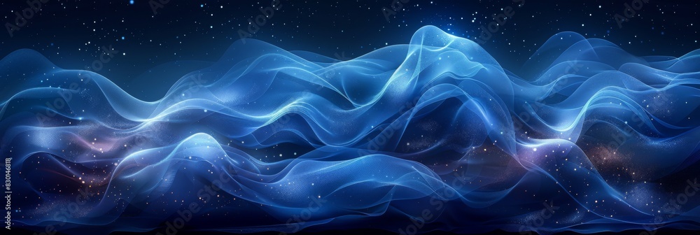 Fototapeta premium Beautiful sparkling background with abstract waves design, panoramic banner