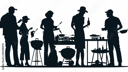 Barbecue gathering silhouette vector illustration