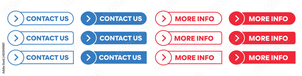 Simple Contact Us and More Info Web Buttons with arrow symbol Simple Contact Us and More Info Web Buttons with arrow symbol
