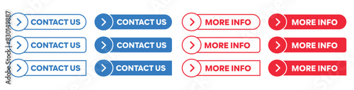 Simple Contact Us and More Info Web Buttons with arrow symbol