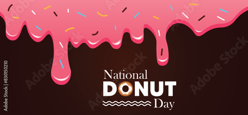 National Donut Day delicious creamy vector poster