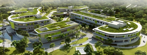 Sustainable Future A D Rendered Green Hospital Pioneering Ecofriendly Healthcare Infrastructure photo