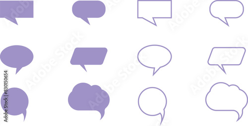 Callout bubbles message minimal flat and outlined vector illustration collection, set of blank speech bubbles