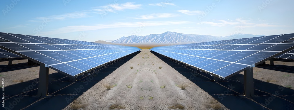 Expansive Bifacial Solar Array in Scenic Desert Landscape Stock ...