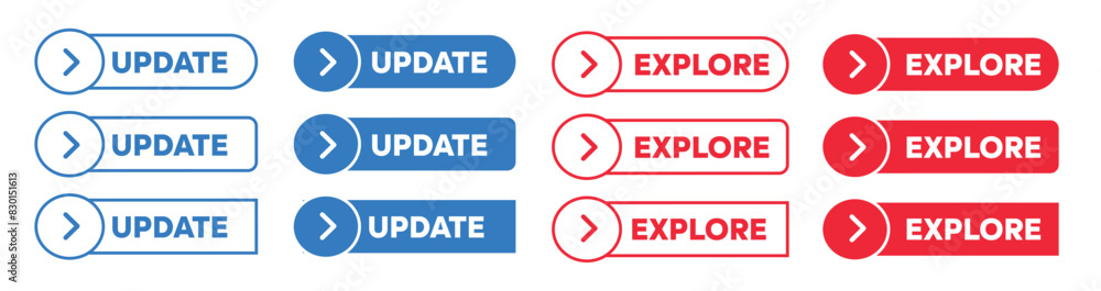 Simple Update and Explore Web Buttons with arrow symbol Simple Update and Explore Web Buttons with arrow symbol