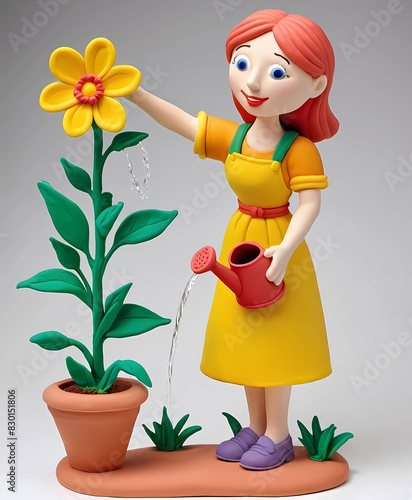 girl with flowers 3d character