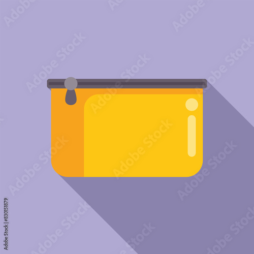 Flat design illustration of a yellow pencil case, ideal for educationthemed graphics photo