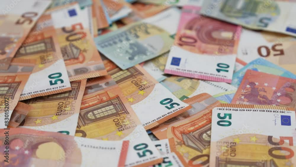 Assorted Euro Banknotes Spread Out in a High-Quality Image Assorted Euro Banknotes Spread Out in a High-Quality Image