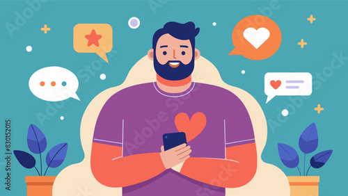 A social media post from a man sharing his body image struggles and journey towards selflove inspiring others to do the same and break toxic beauty standards.. Vector illustration