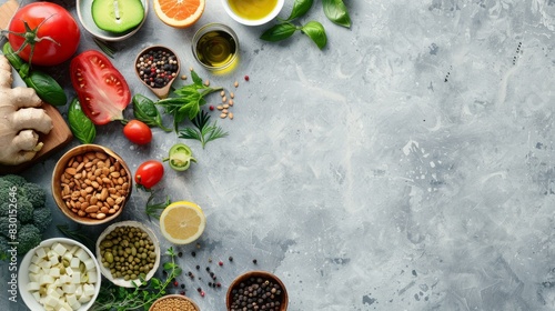 Wallpaper Mural Healthy organic food for Diabetes diet Cholesterol diet food high in antioxidants vitamins and minerals Top view with copy space. Creative Banner. Copyspace image Torontodigital.ca