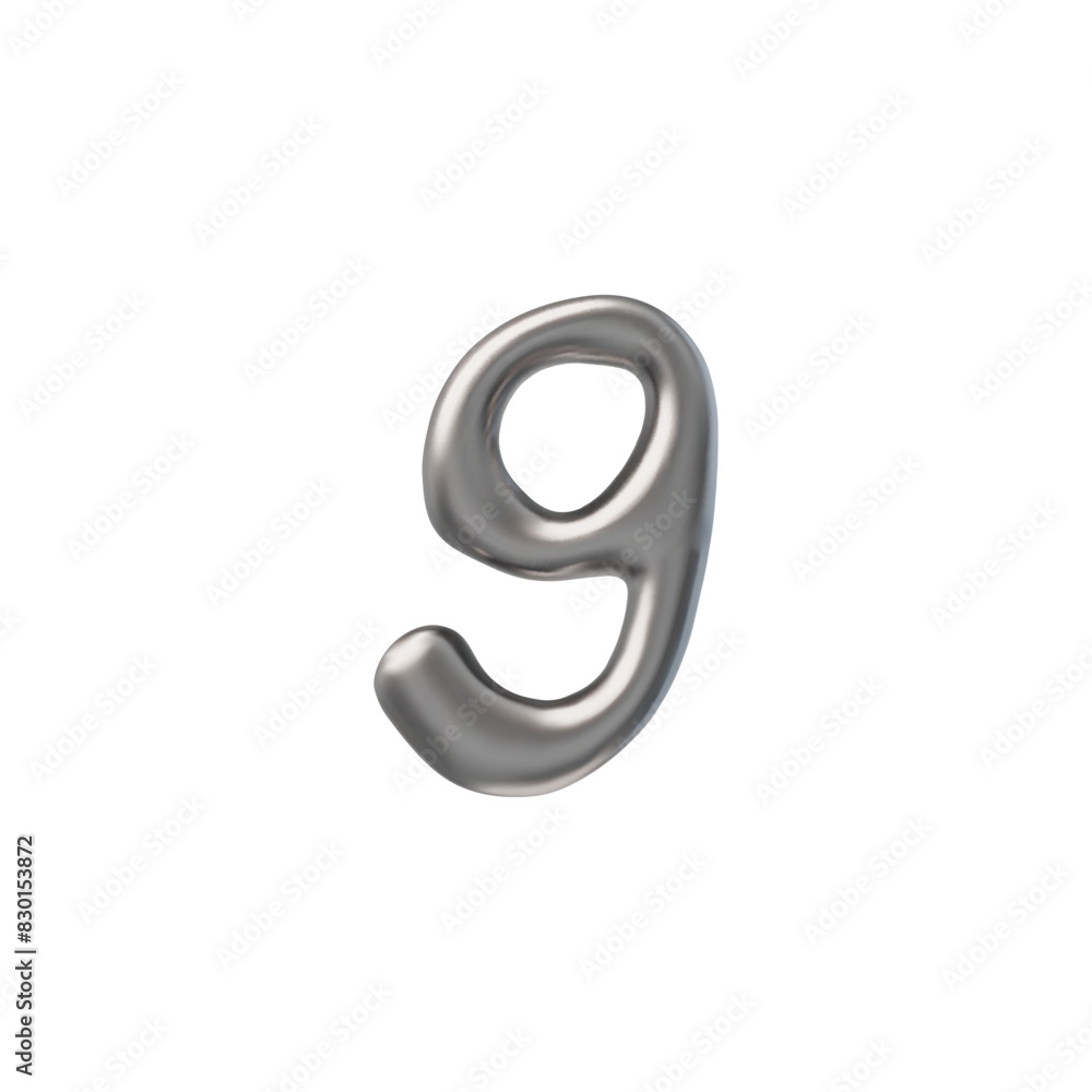 3D glossy silver number 9 nine with liquid metal surface vector, realistic volume chrome y2k font numeric symbol 3D glossy silver number 9 nine with liquid metal surface vector, realistic volume chrome y2k font numeric symbol