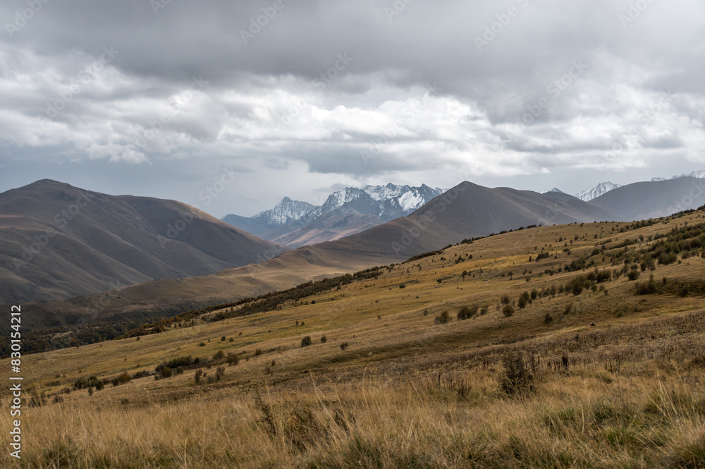 Fototapeta premium Road to Dzhyly Su. Caucasus mountains. Jilly-Su region. Kabardino-Balkaria Reublic.