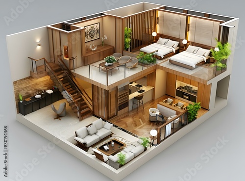 The interior design effect picture of duplex apartment photo