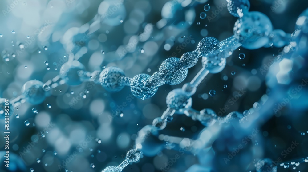 Microscopic view of molecular chains. Generative AI Microscopic view of molecular chains. Generative AI