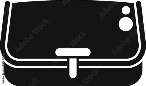 Elegant and chic minimalist black purse icon with monochrome design, perfect for contemporary fashion accessories