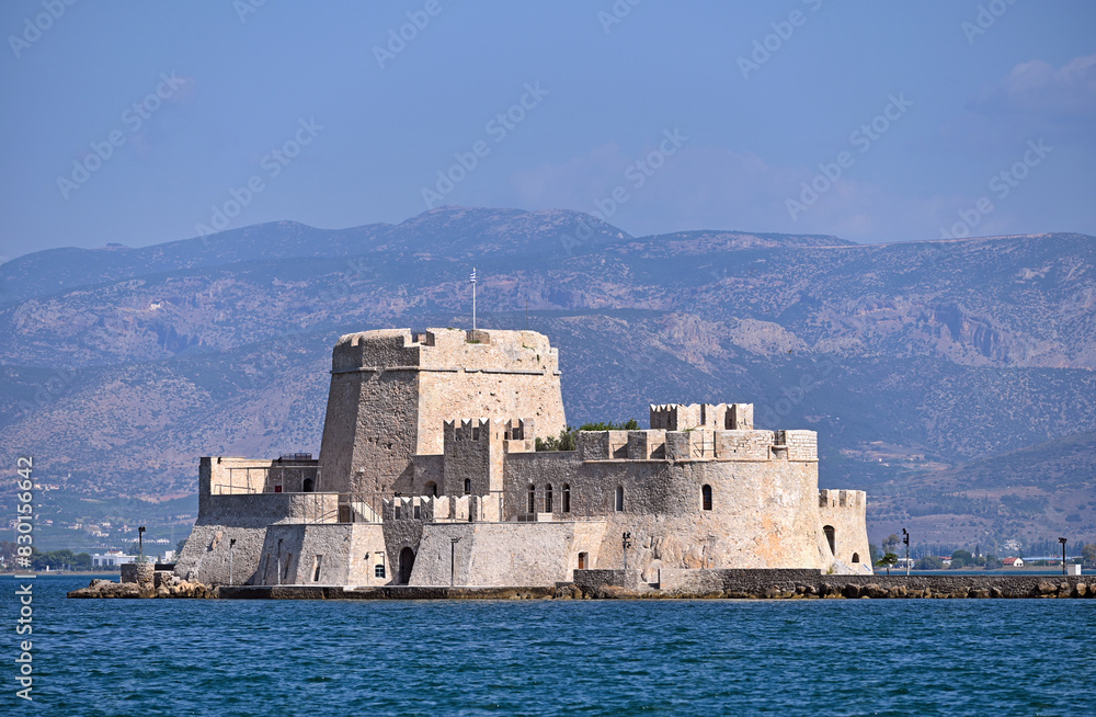 Bourtzi water fortress in Nafplio, Peloponnese, Greece
