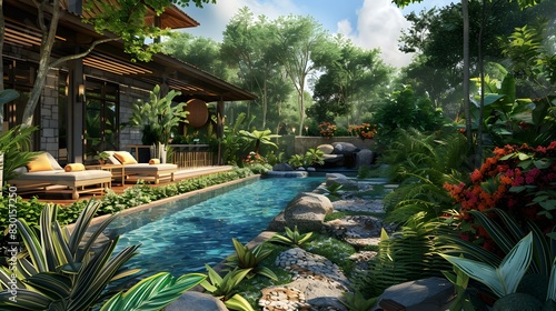 Luxury villa in tropical rainforest