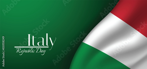 Italy Republic day waving flag vector poster 