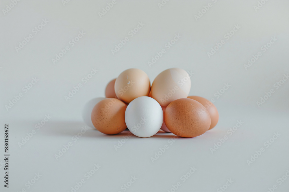 a pile of eggs sitting on top of a white table