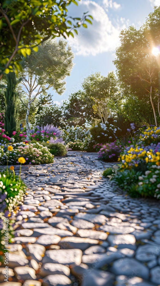 Obraz premium Cobblestone Garden Path