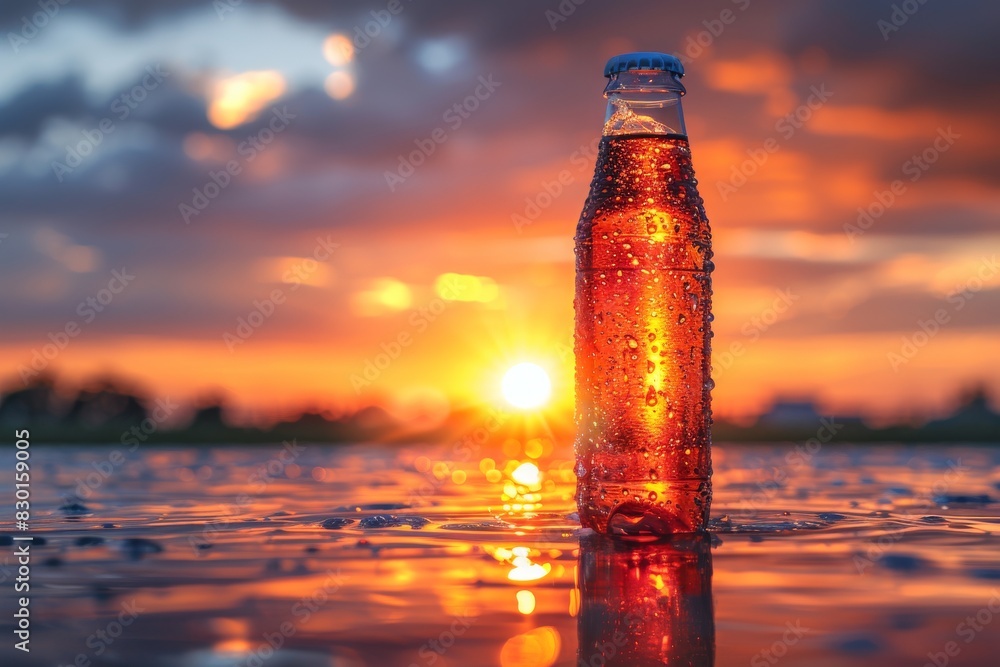 Bottle of Beer on Wet Ground Bottle of Beer on Wet Ground