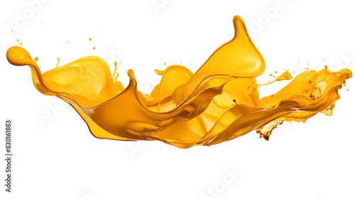 Abstract Orange Wave Splash with Paint and Grunge Stains on Isolated Background - Generated AI