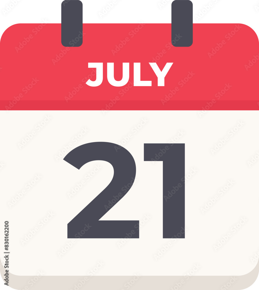 Fototapeta premium July 21 - Daily Calendar Icon in flat design style