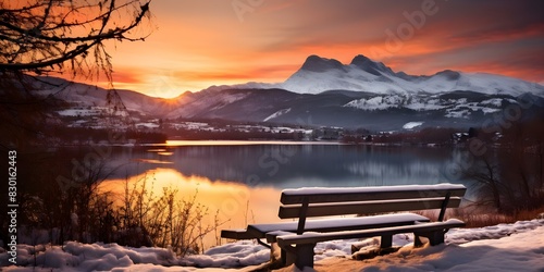 Winter Sunset at Lake Annecy, Haute-Savoie: A Scenic View of the French Alps. Concept Travel, Nature, Photography, Sunset, French Alps