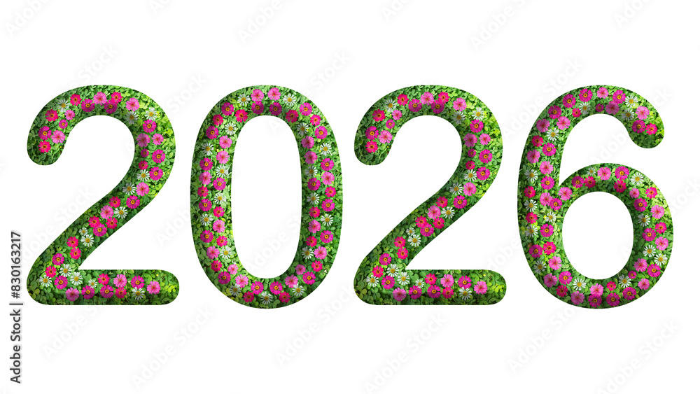 2026, 3d year theme design made from green grass and flower isolated on transparent background, PNG, suitable for template design
2026, 3d year theme design made from green grass and flower isolated on transparent background, PNG, suitable for template design